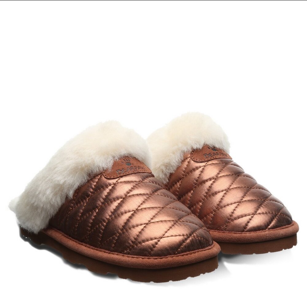Bearpaw 100% Genuine Sheepskin Fur Lined Slippers Effie brown/Bronze 9 new nib